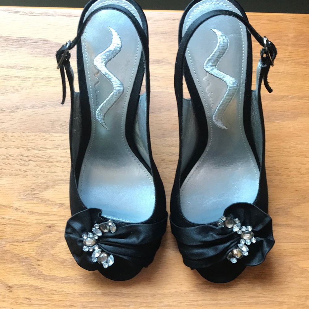 Black satin Nina shoes size 7